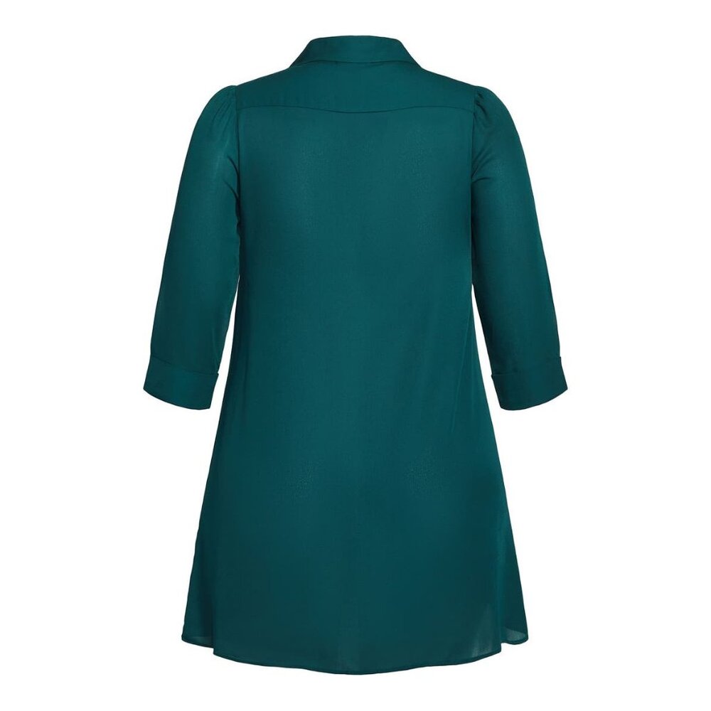 NWT Womens Size 12 City Chic Dark Green A-Line Button-Up Tunic Shirt Top NEW - Picture 2 of 6